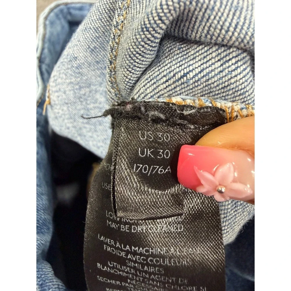 We The Free Free People High Rise Flare Jeans Blue Denim Size 30 Seam Detail